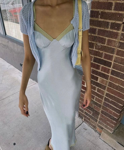 Simple Blue Strapless Sleeveless Satin Mermaid Backless Long Prom Dress Evening Dress TP2514