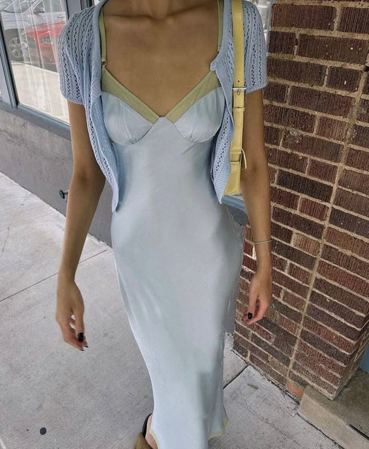 Simple Blue Strapless Sleeveless Satin Mermaid Backless Long Prom Dress Evening Dress TP2514