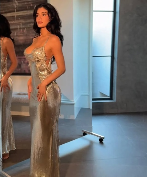 Shiny Gold Spaghetti Strap Sleeveless Low Cut Backless Mermaid Long Prom Dress Evening Dress TP2521