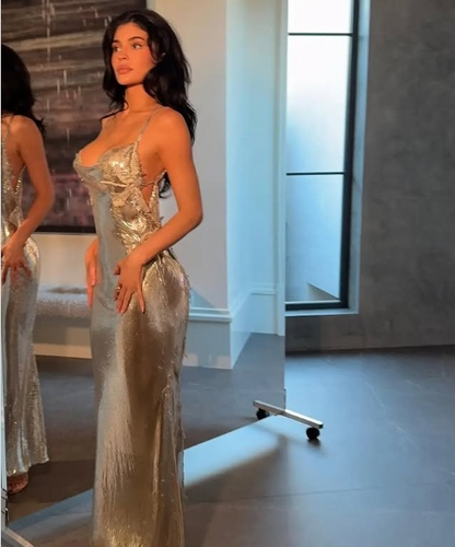 Shiny Gold Spaghetti Strap Sleeveless Low Cut Backless Mermaid Long Prom Dress Evening Dress TP2521