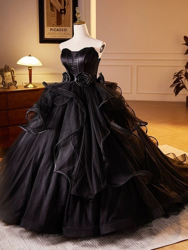 Formal Evening Gown Black Off Shoulder Sleeveless A Line Tulle Floor Length Evening Gown Prom Dress TP2562