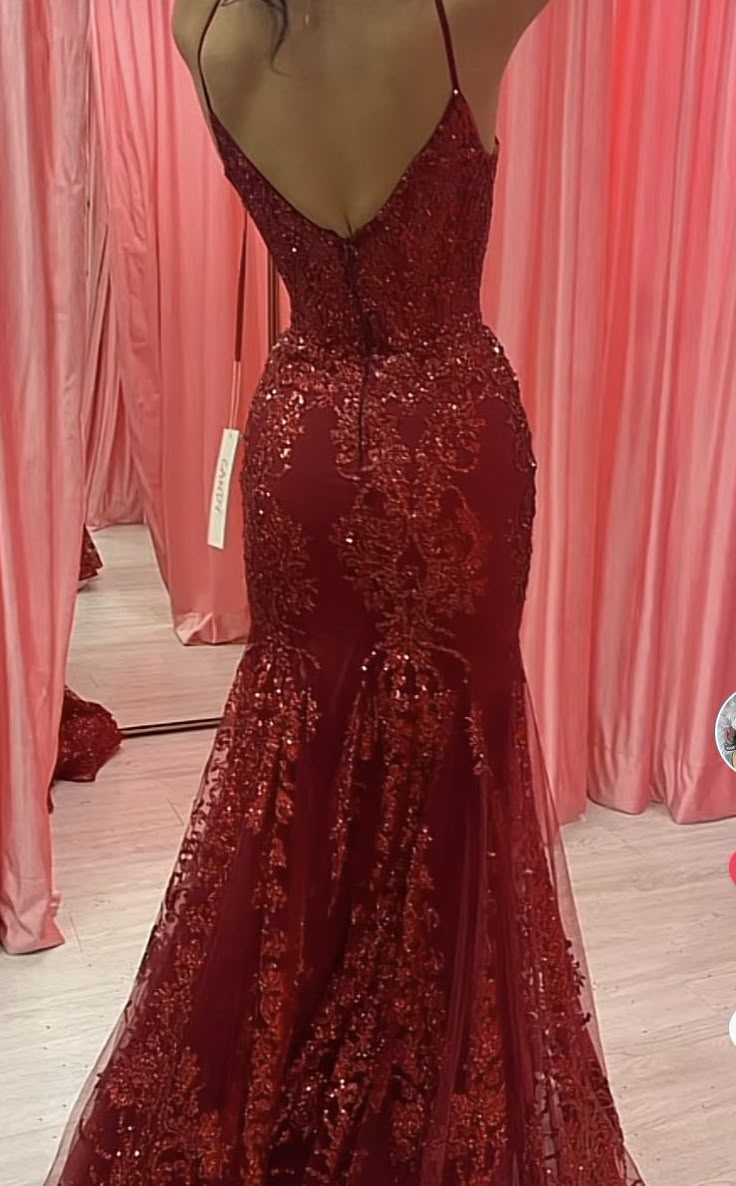 Sexy Burgundy Strapless V-Neck Mermaid Sequined Ball Gown Evening Dress TP2576