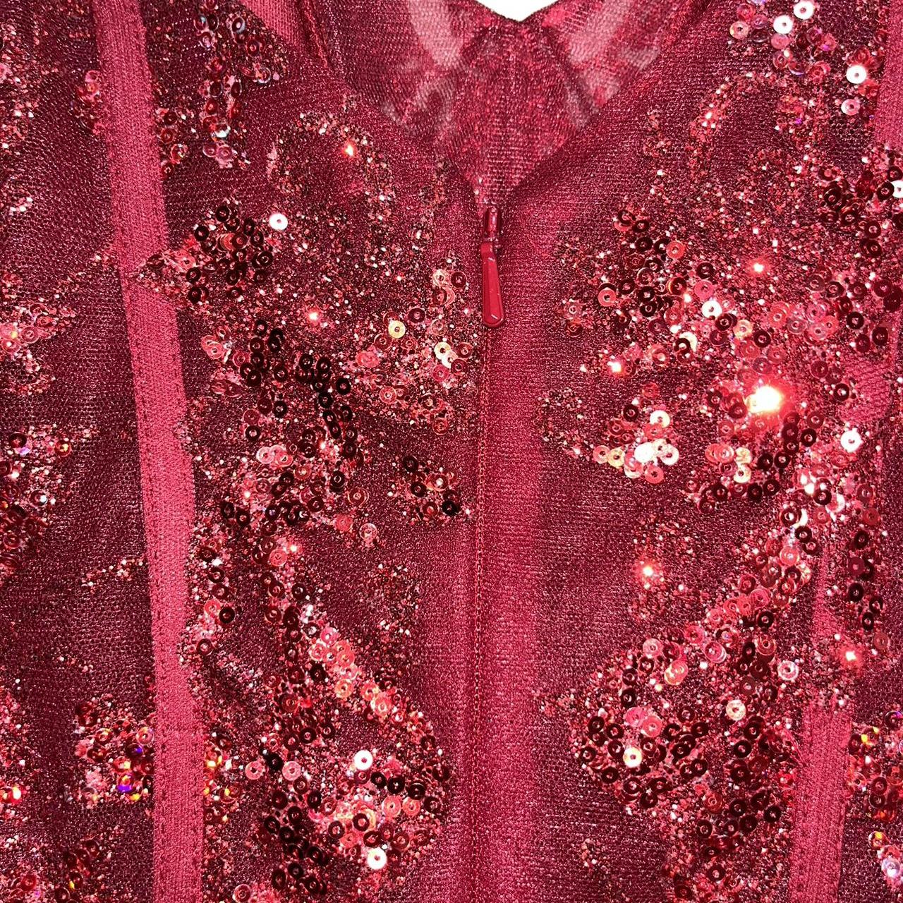 Sexy Burgundy Strapless V-Neck Mermaid Sequined Ball Gown Evening Dress TP2576