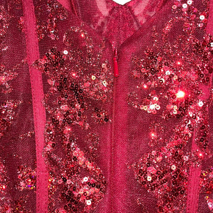 Sexy Burgundy Strapless V-Neck Mermaid Sequined Ball Gown Evening Dress TP2576