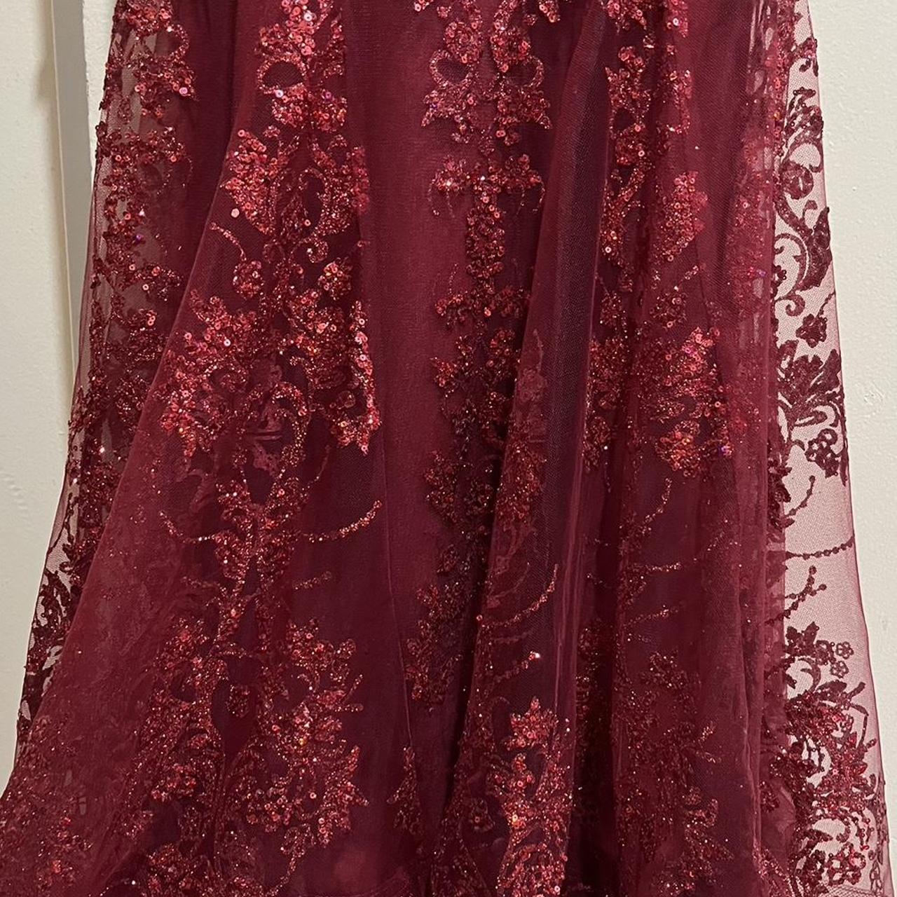 Sexy Burgundy Strapless V-Neck Mermaid Sequined Ball Gown Evening Dress TP2576
