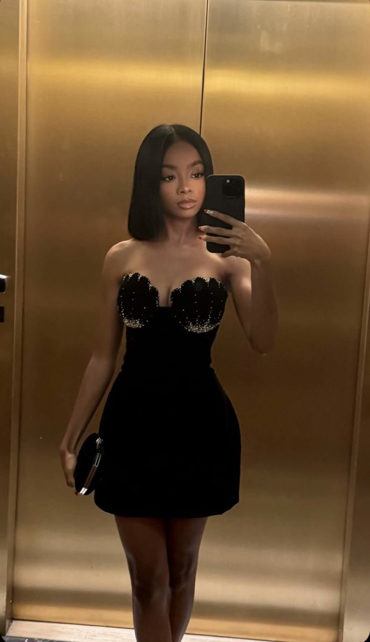 Elegant Black Velvet Strapless Mini Prom Dress Evening Dress TP2639