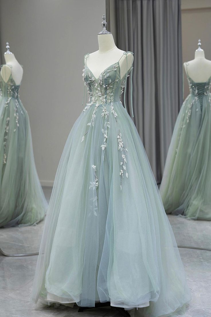 Beautiful A-line strapless V-neck  tulle long prom dress evening dress TP2678