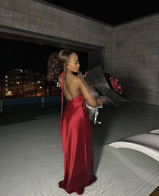 Sexy Burgundy Off-shoulder Backless Satin Long Prom Dress Evening Dress TP2688