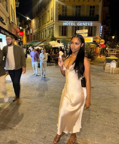 Sexy suspender low-cut long mermaid prom dress evening dress TP2717