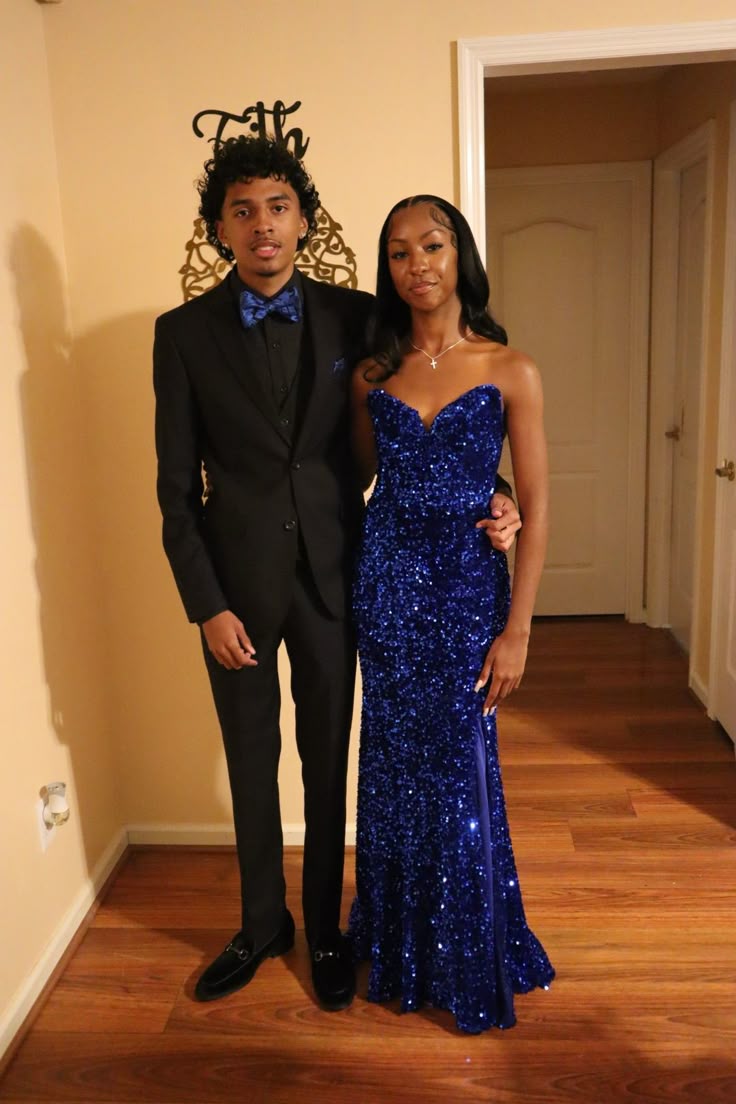 Shiny Sapphire Blue Sweetheart Neck Strapless Sequin Slit Prom Dress Evening Dress TP2768