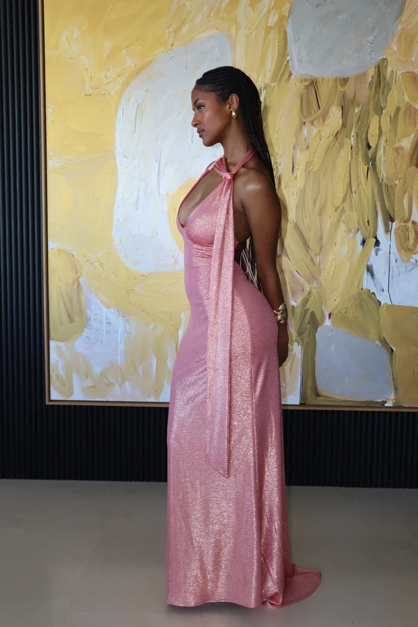 Sexy Pink Low Cut Backless Mermaid Long Prom Dress Evening Dress TP2779