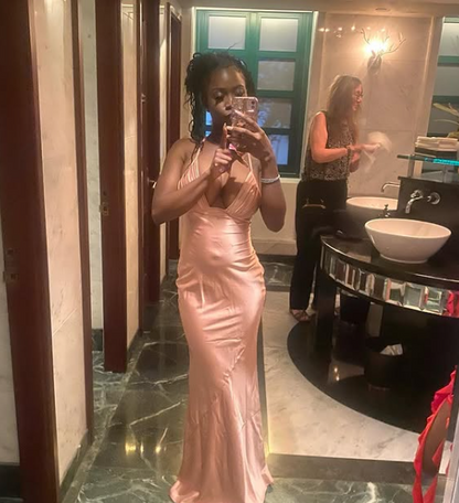Sexy Pink Halter Neck Low Cut Satin Mermaid Long Prom Dress Evening Dress TP2780
