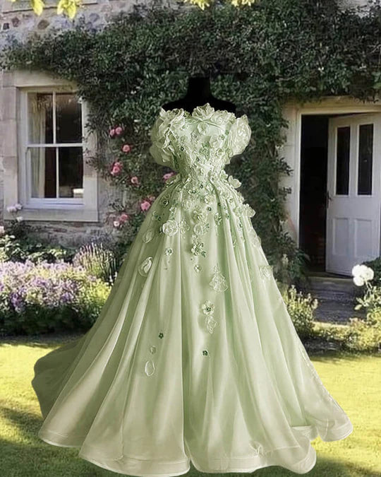 Sweet Pink Strapless 3D Flower A-Line Beaded Long Prom Dress TP2788