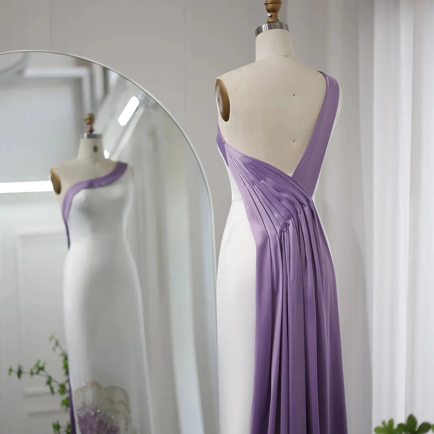 Vintage Butterfly Design Beaded One-shoulder Mermaid Long Prom Dress Evening Dress TP4567