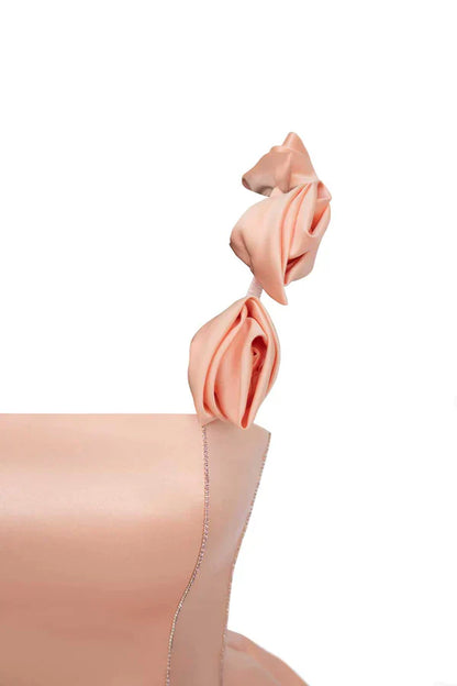 Vintage Pink Satin Short A-Line Party Dress Cocktail Dress Homecoming Dress TP4449