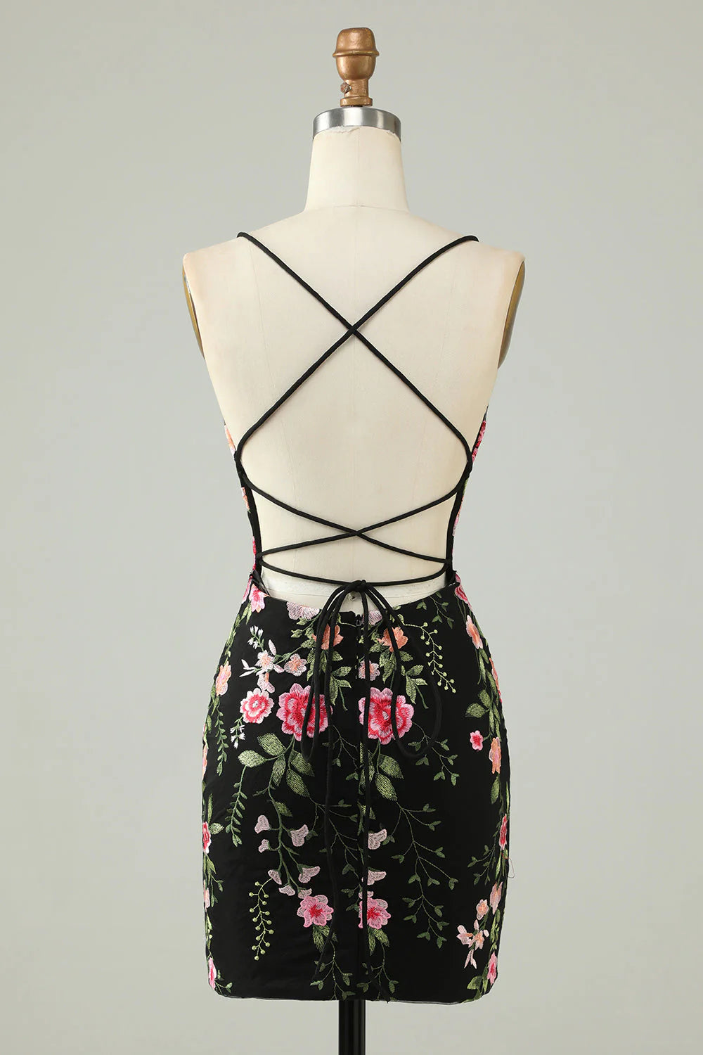 Charming Appliques Spaghetti Straps Bodycon Design A-line Homecoming Dress TP3646