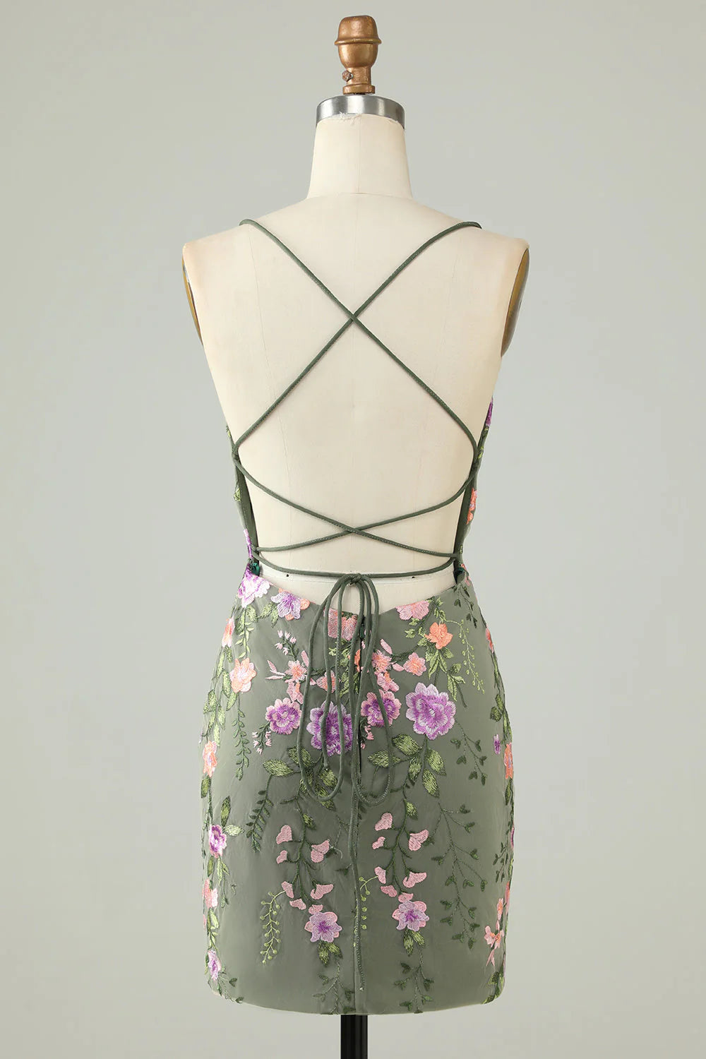 Charming Appliques Spaghetti Straps Bodycon Design A-line Homecoming Dress TP3646