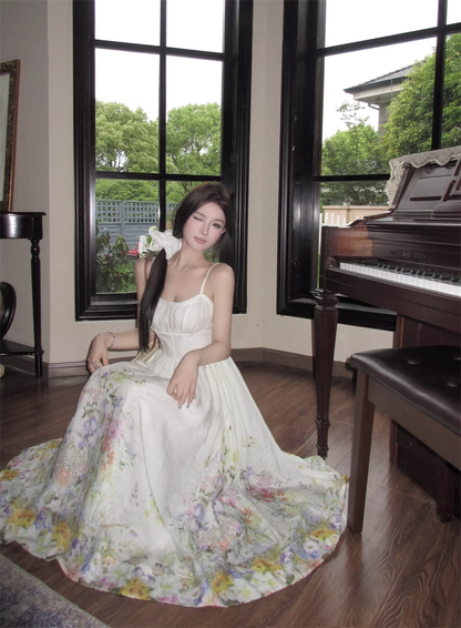 New Floral Design Simple Elegant Casual Spaghetti Strap Dress TP2961