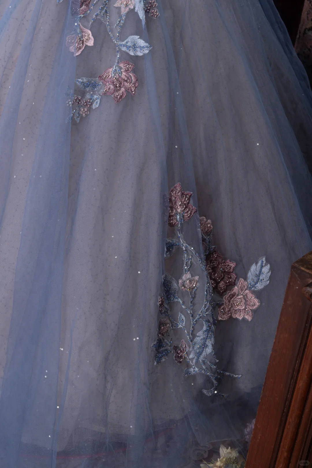 Gorgeous Dusty Blue Sparkly Tulle Sweetheart Neck 3D Floral Appliques Ball Gown TP5794