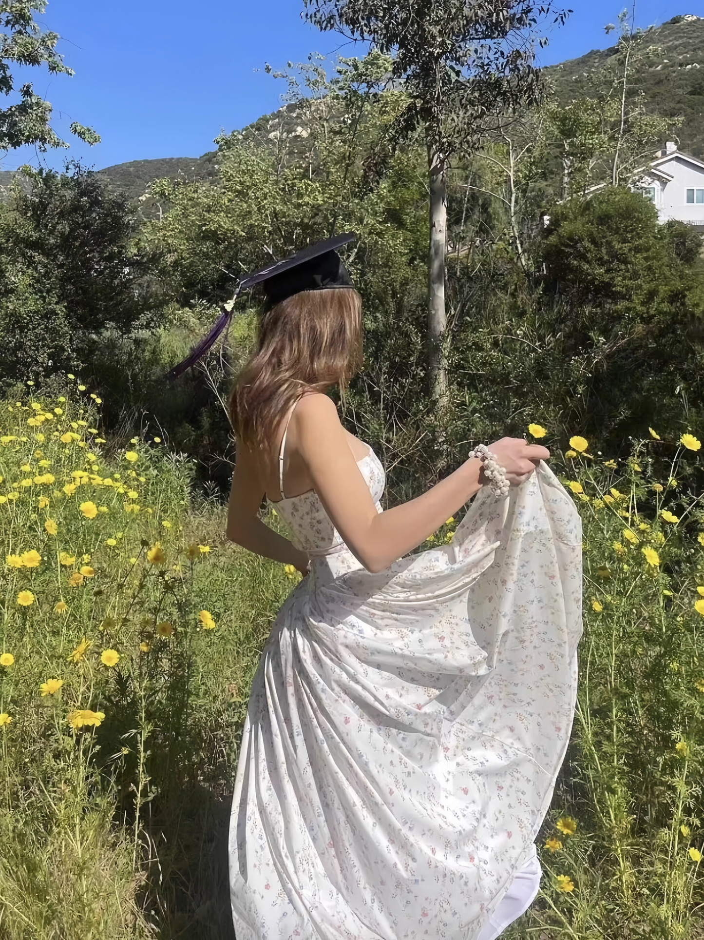 Chic Floral A-Line Spaghetti Strap Long Party Dress TP4923