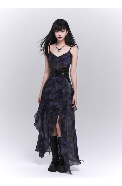 Fashion Design Sense Long Black Spaghetti Strap Dress TP2921
