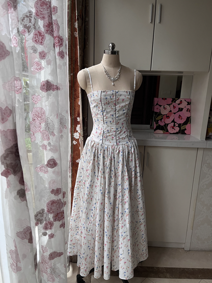 Chic Floral A-Line Spaghetti Strap Long Party Dress TP4923