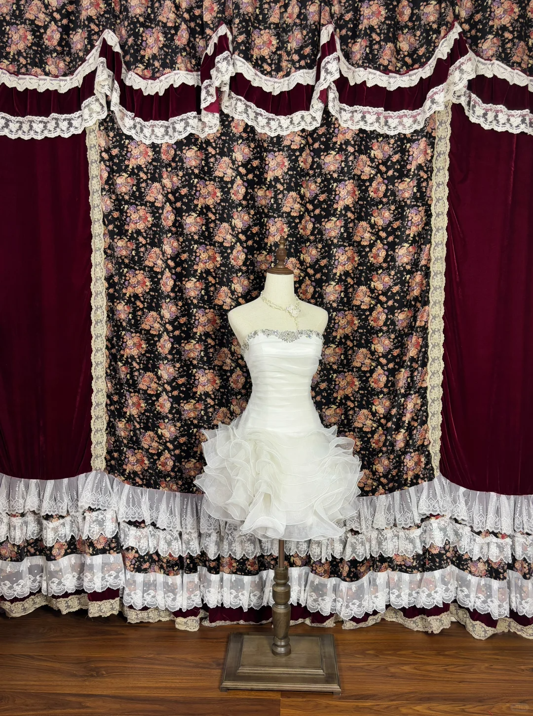 Shiny White Beaded Strapless A-Line Short Tiered Party Dress Homecoming Dress TP4392