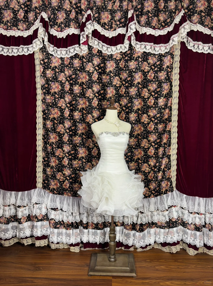 Shiny White Beaded Strapless A-Line Short Tiered Party Dress Homecoming Dress TP4392