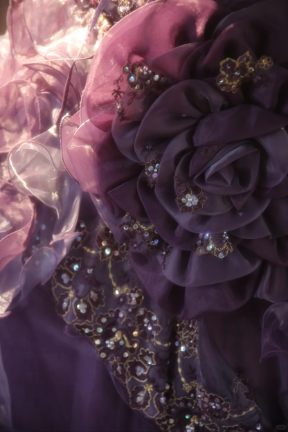 Gorgeous Purple Strapless Ruffled Tulle Sequin Sweet 15 Quinceanera Ball Gown TP5521