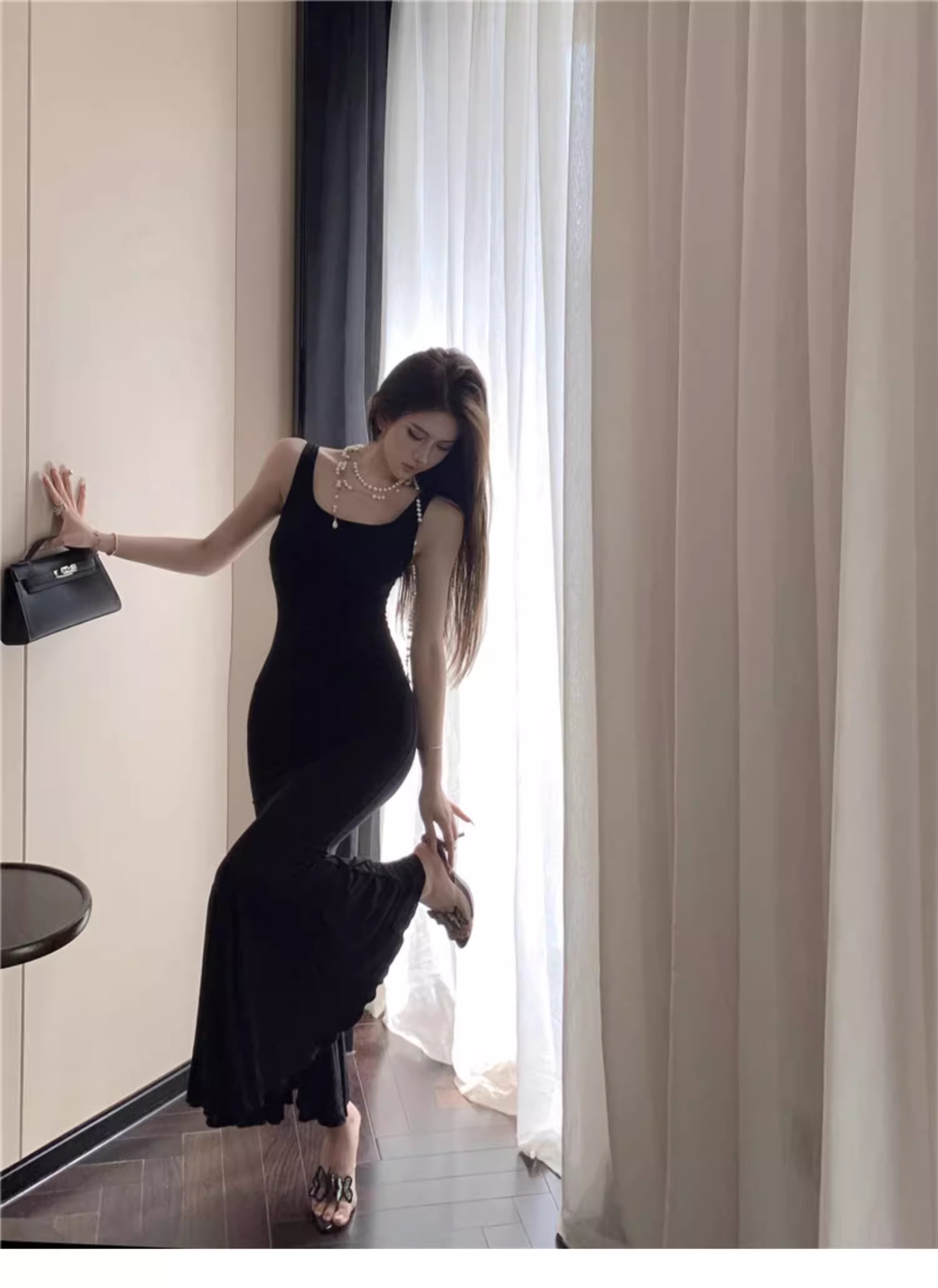 New Back Butterfly Cutout Design Slim Mermaid Spaghetti Strap Dress TP2992