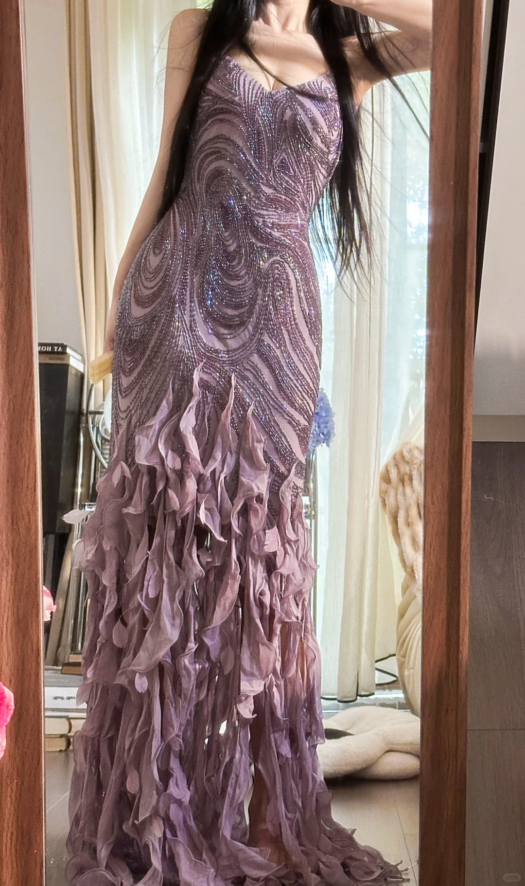 Vintage Purple Sparkling Strapless Design Elegant Chiffon Evening Dress Prom Dresses TP3988