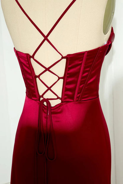 Enchanting Satin Backless Lace-up Mermaid Long Prom Dress Party Dress Evening Dress TP4489