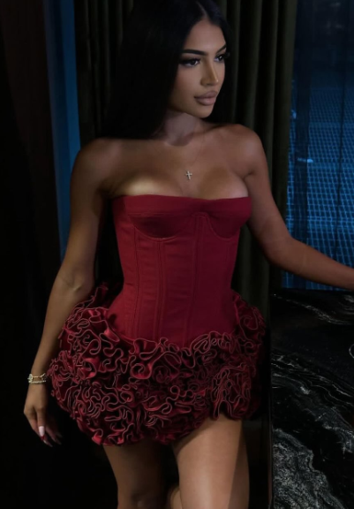 Sexy Burgundy Sweetheart Neck Off-the-shoulder Sleeveless Short Homecoming Dress TP2062