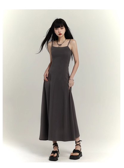 Simple Design Sense Fashion Solid Color Spaghetti Strap Dress TP2927