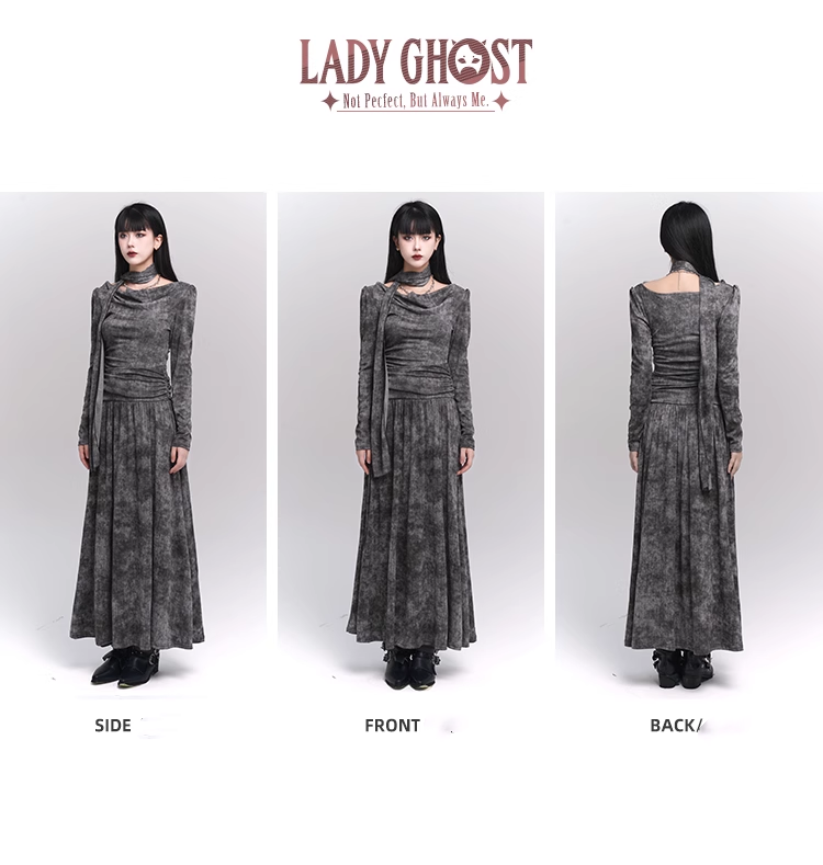 New Simple Fashion Gray Design Long-sleeved Dress TP2949