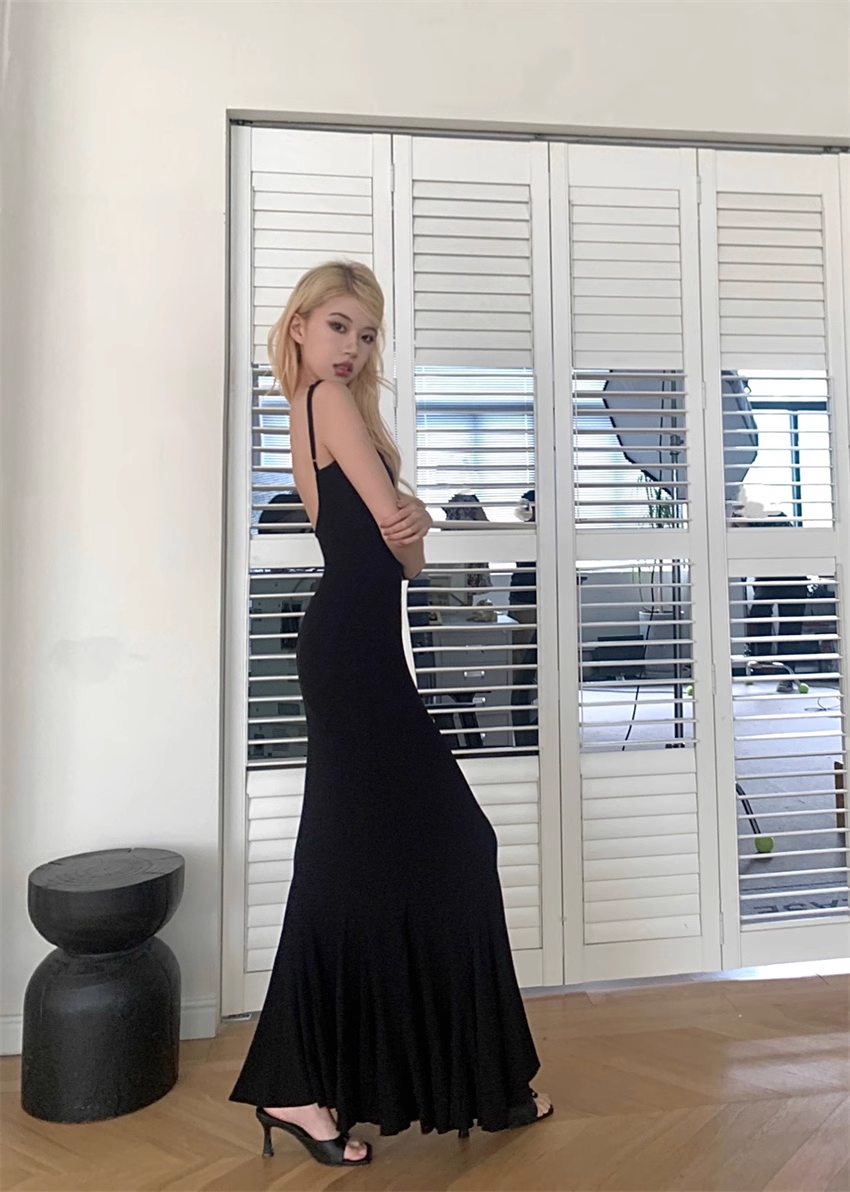 Simple Fashion Sleeveless Mermaid Design A-line Spaghetti Strap Dress TP3426