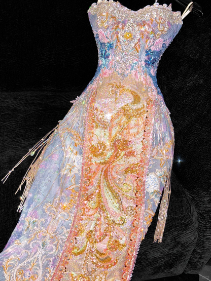 Gorgeous Sparkling Sweetheart Beaded Sequined Embroidery Design Elegant Mermaid Prom Dress Evening Dress TP4210