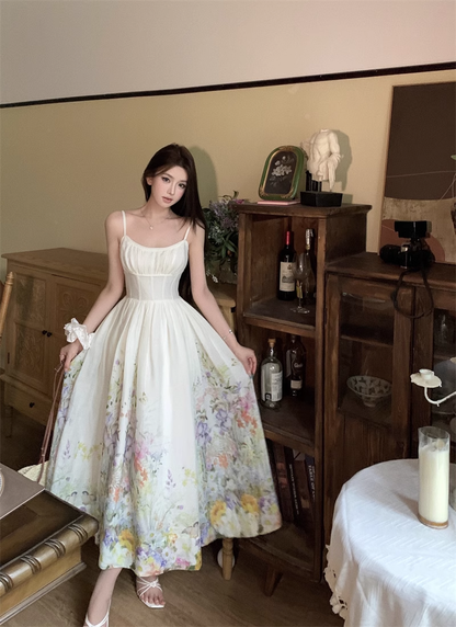 New Floral Design Simple Elegant Casual Spaghetti Strap Dress TP2961