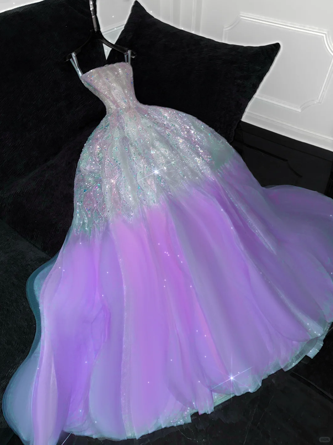 Gorgeous Purple Shiny Sequin Princess Dress Elegant A-Line Floor-length Evening Dress Prom Dresses TP4191