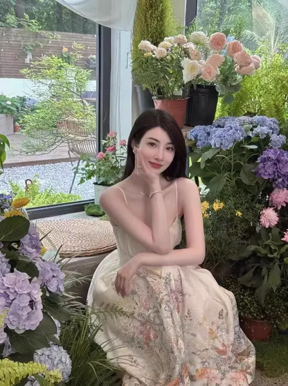 New Floral Design Simple Elegant Casual Spaghetti Strap Dress TP2961