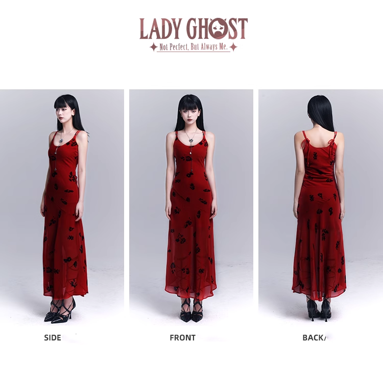 Simple Fashion Floral Pattern Design Spaghetti Strap Dress TP2948