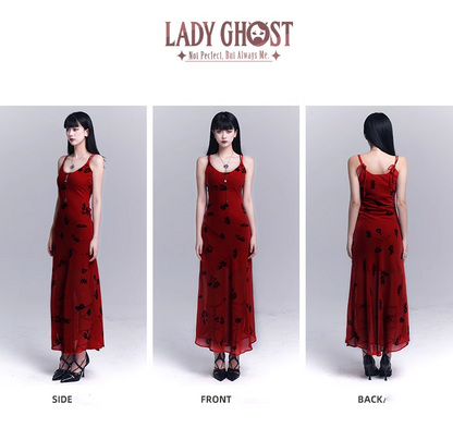 Simple Fashion Floral Pattern Design Spaghetti Strap Dress TP2948