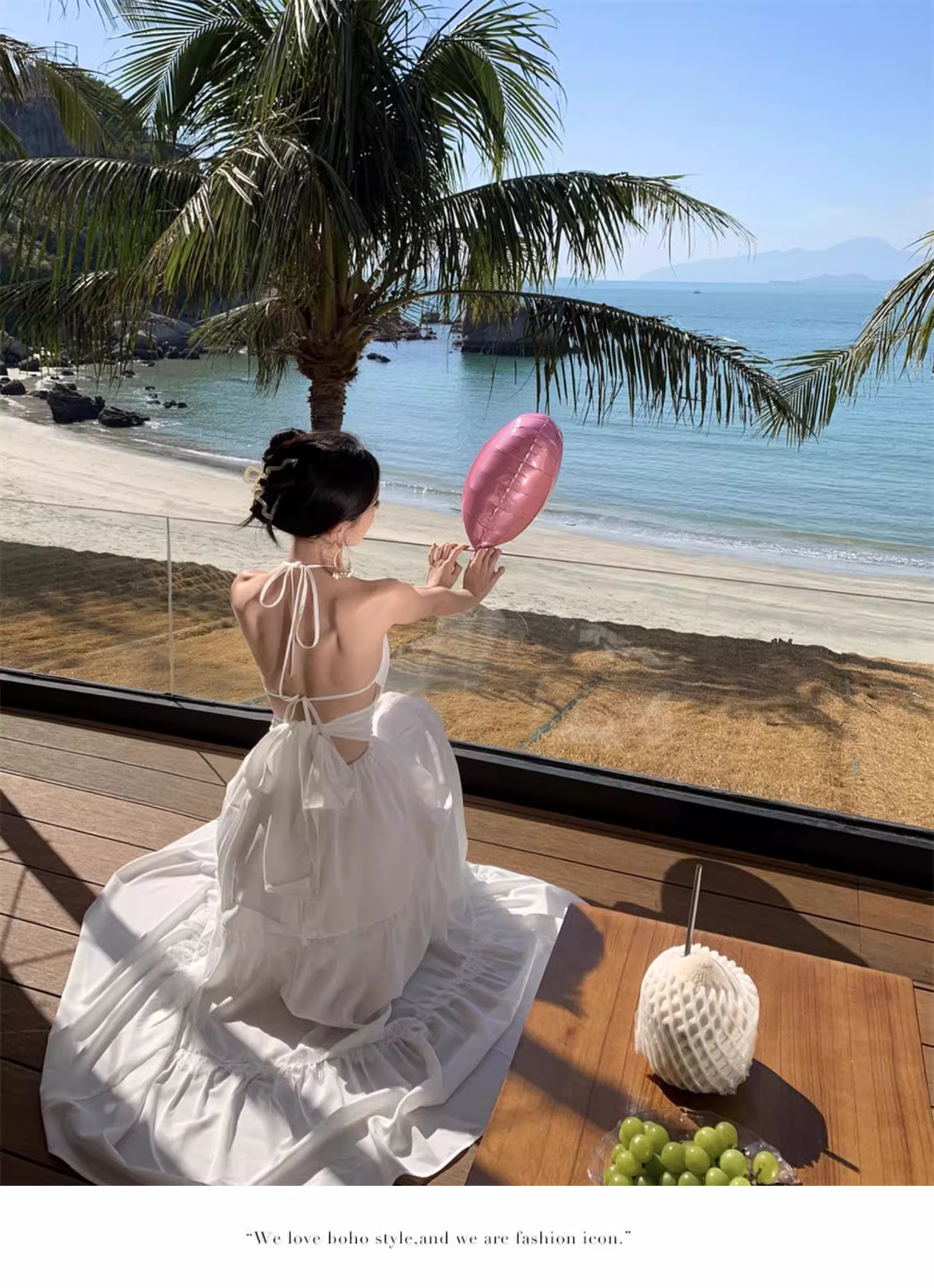 New Stylish White Sleeveless Backless Beach Casual Halter Dress TP2970