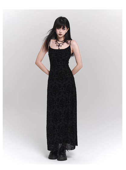 New Vintage High Quality Black Spaghetti Strap Dress TP2907