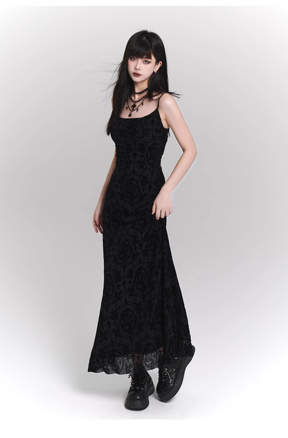 New Vintage High Quality Black Spaghetti Strap Dress TP2907