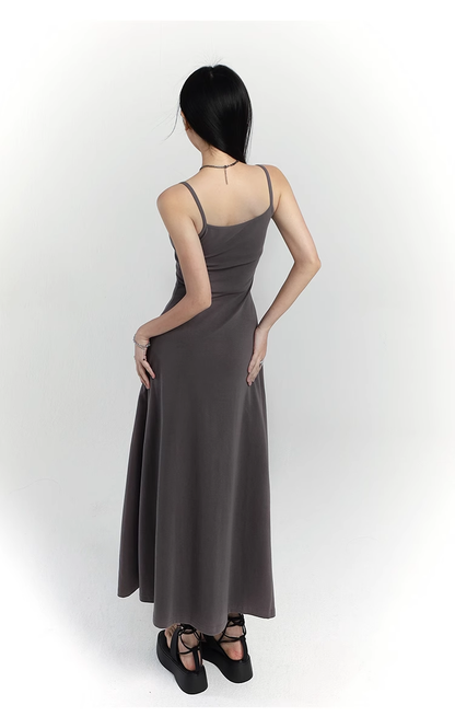 Simple Design Sense Fashion Solid Color Spaghetti Strap Dress TP2927