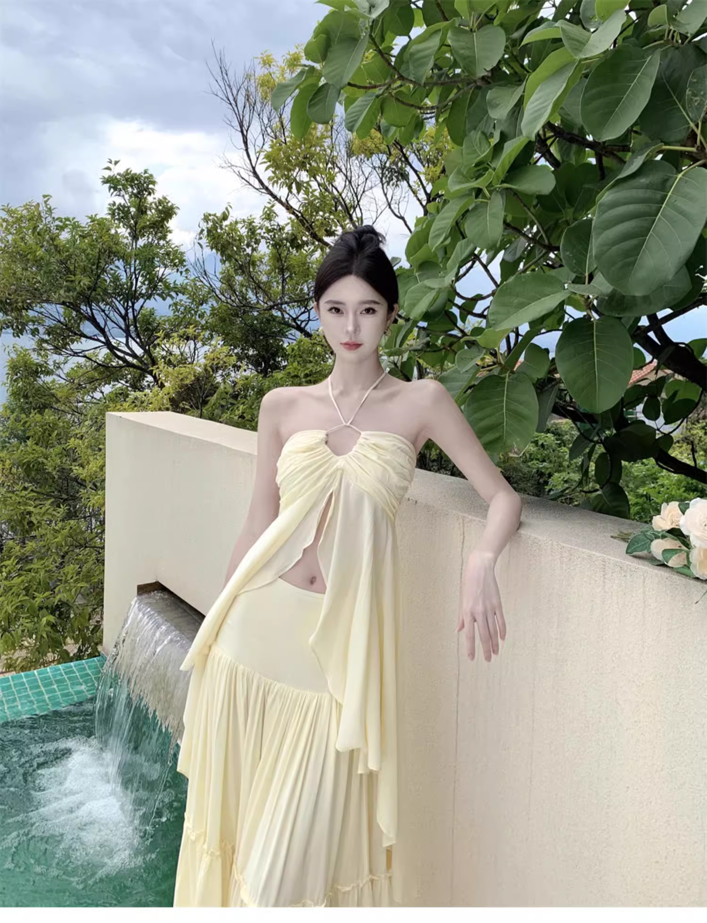 Simple Fashion Navel Design Casual Halter Dress TP3009