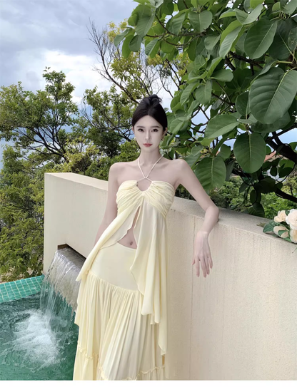 Simple Fashion Navel Design Casual Halter Dress TP3009