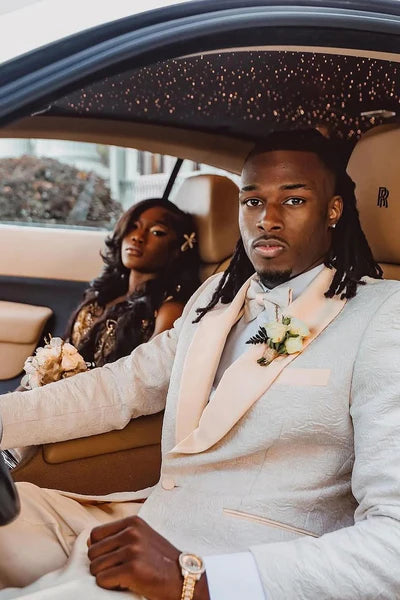 Elegant Champagne Beaded Applique Mermaid V-Neck High Slit Evening Gown Prom Dress TP5228