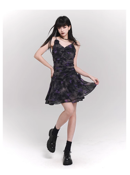 Simple Fashion Design Floral Pattern Women Spaghetti Strap Dress TP2938